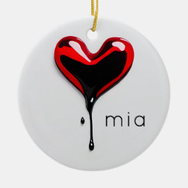 Adorno De Cerámica love heart monogram name modern minimal Christmas