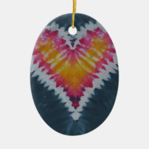 Adorno De Cerámica Love Heart Valentine's Tie Dye