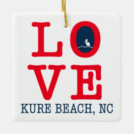 Adorno De Cerámica Love Kure Beach, Navidades de NC