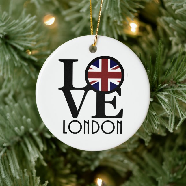 Adorno De Cerámica LOVE London (Bandera del Reino Unido) (Árbol)