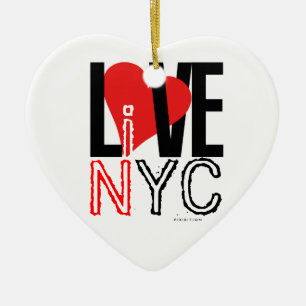Adorno De Cerámica Love NYC Live In NYC Heart Ornament Black White