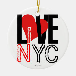 Adorno De Cerámica Love NYC Live In NYC Ornament Black White