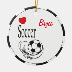 Adorno De Cerámica Love Red Heart Soccer Ball