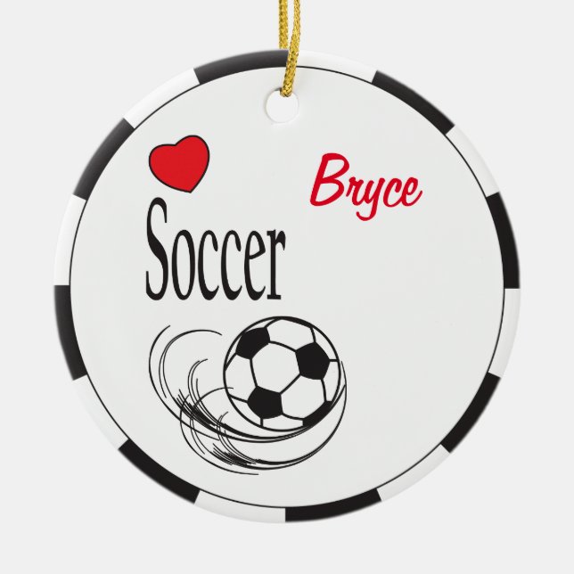 Adorno De Cerámica Love Red Heart Soccer Ball (Frente)