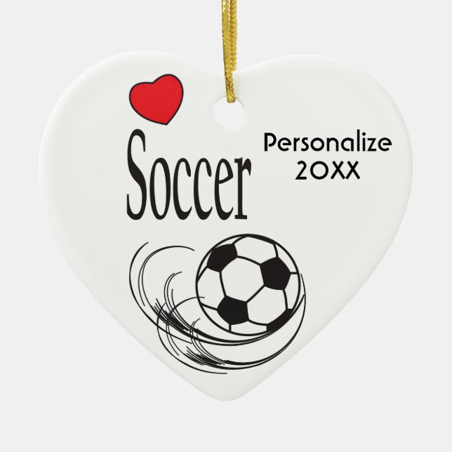Adorno De Cerámica Love Red Heart Soccer Ball (Frente)