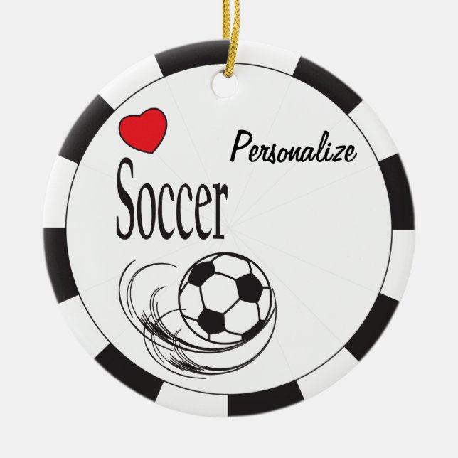 Adorno De Cerámica Love Red Heart Soccer Ball (Frente)
