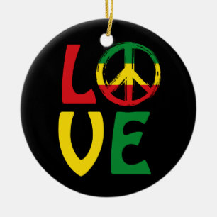 Adorno De Cerámica LOVE Reggae con símbolo de paz
