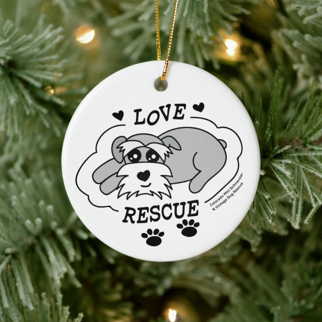 Adorno De Cerámica Love Rescue - Round Christmas Ornament (Árbol)