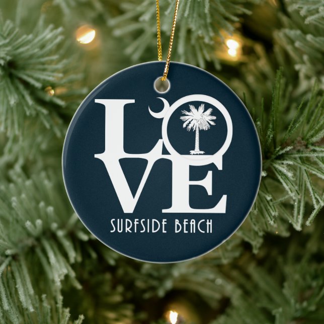 Adorno De Cerámica LOVE Surfside Beach SC (Árbol)