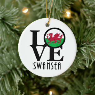Adorno De Cerámica LOVE Swansea Wales