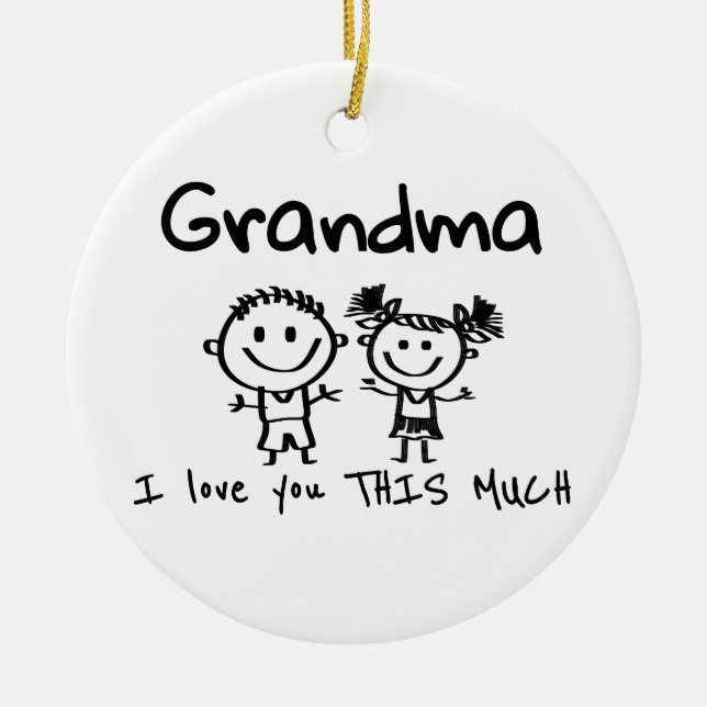 Adorno De Cerámica Love You Grandma Kids Art Personalized Gift (Frente)
