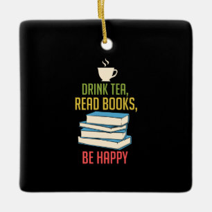 Adorno De Cerámica Lover del libro - Tea Books Happy