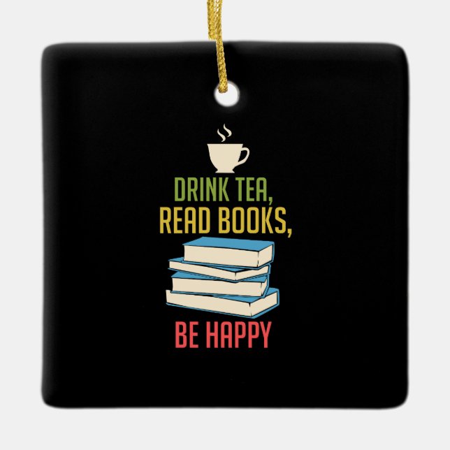 Adorno De Cerámica Lover del libro - Tea Books Happy (Anverso)