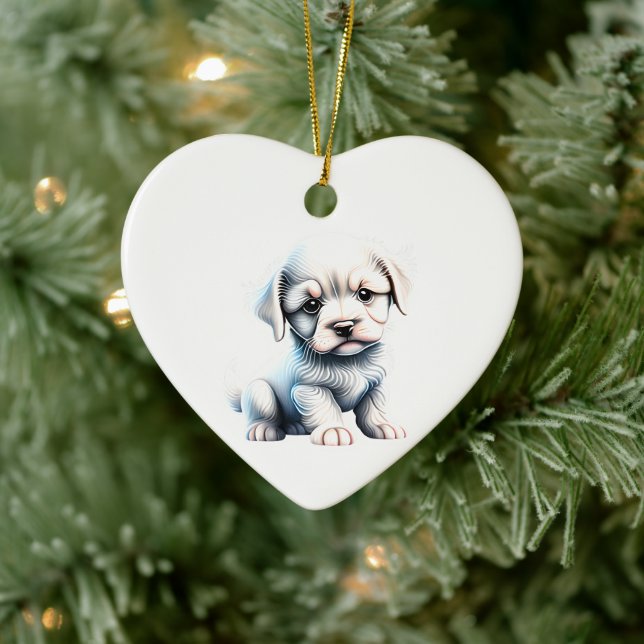 Adorno De Cerámica Löwchen Puppy personalizado (Árbol)