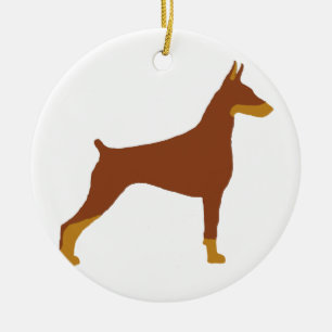 Adorno De Cerámica LS Doberman Pinscher silo rojo y óxido