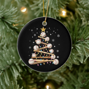 Adorno De Cerámica Luces de árbol de Navidad de béisbol amante de los