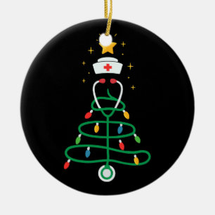 Adorno De Cerámica Luces de árbol de Navidad estetoscopio mujeres enf