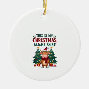 Adorno De Cerámica Luces de árbol de Navidad Santa Cow Este es mi pij