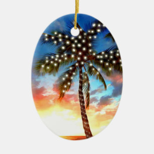 Adorno De Cerámica Luces de árbol de palma de vacaciones al atardecer