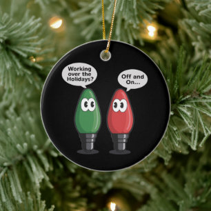 Adorno De Cerámica Luces de Navidad Broma Bombilla Funcionando Apagad