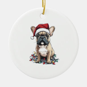 Adorno De Cerámica Luces de Navidad de Bulldog Francés Regalos de Per