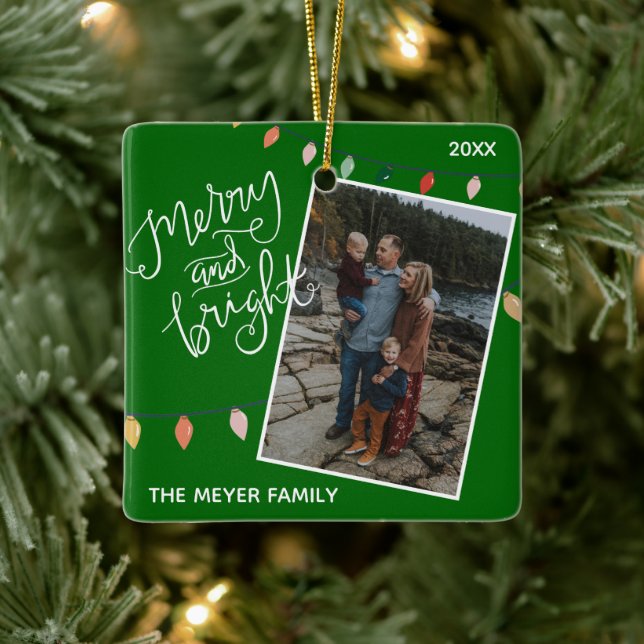 Adorno De Cerámica Luces de Navidades brillantes y mora verde festivo (Árbol)