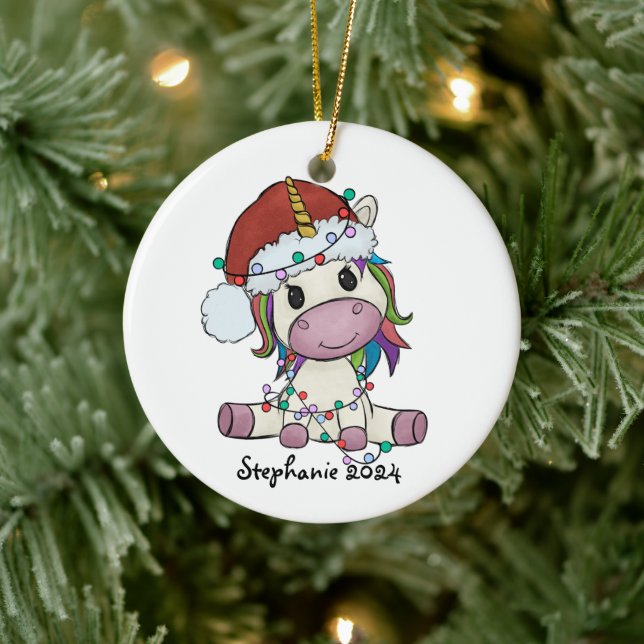 Adorno De Cerámica Luces de Navidades de Unicornio (Árbol)