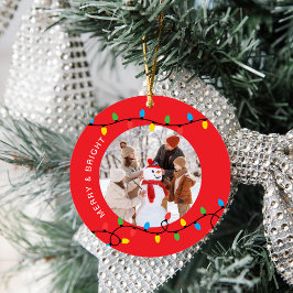 Adorno De Cerámica Luces navideñas de colorido rojo festivo