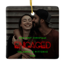 Luces retro neón Nuestra primera Navidad compromet