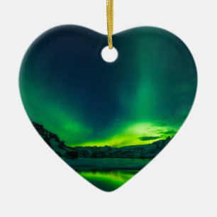 Adorno De Cerámica Luces septentrionales verdes de Islandia