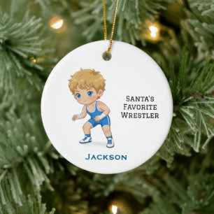 Adorno De Cerámica Luchador Favorito de Santa Personalizado