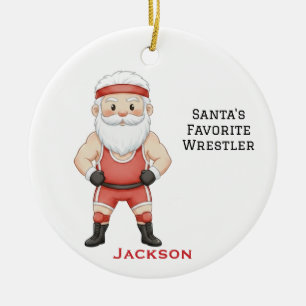 Adorno De Cerámica Luchador Favorito de Santa Personalizado