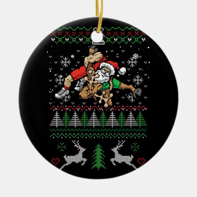 Adorno De Cerámica Luchando contra los Navidades feos el luchador San (Frente)