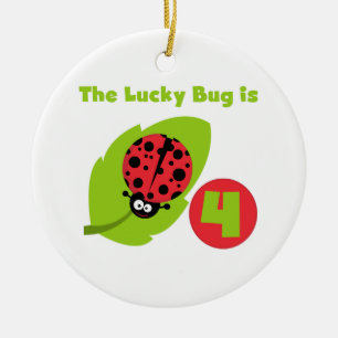 Adorno De Cerámica Lucky Bug 4º Camisetas de cumpleaños y regalos
