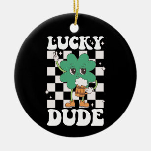 Adorno De Cerámica Lucky Dude St Patricks Day Irish Groovy