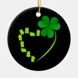 Adorno De Cerámica Lucky Hamster Shamrock Heart
