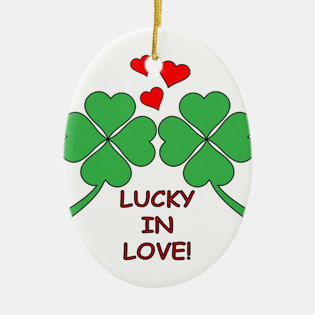 Adorno De Cerámica Lucky In Love Hearts Clover (Frente)