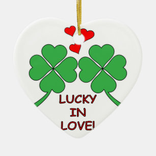 Adorno De Cerámica Lucky In Love Hearts Clover
