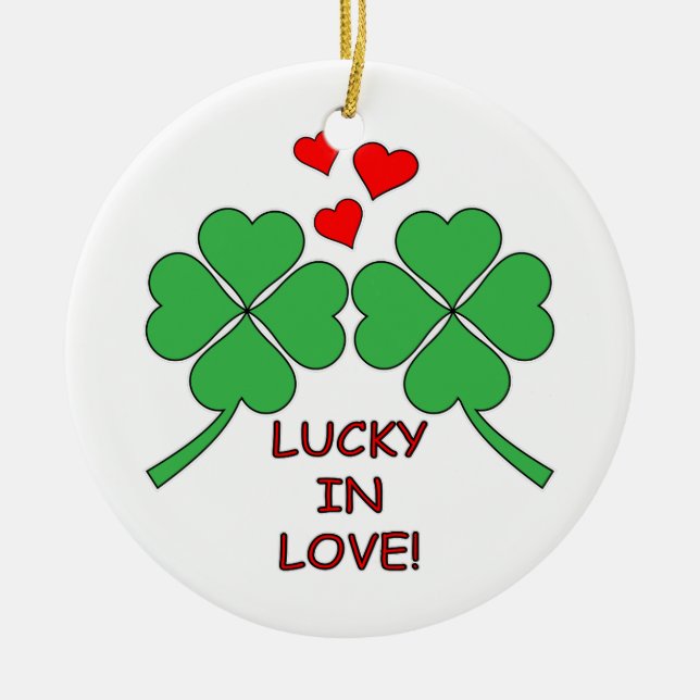 Adorno De Cerámica Lucky In Love Hearts Clover (Frente)