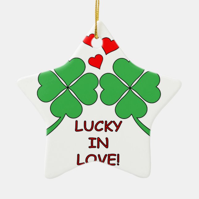 Adorno De Cerámica Lucky In Love Hearts Clover (Frente)