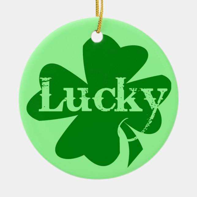 Adorno De Cerámica Lucky St Patricks Day Charm (Frente)