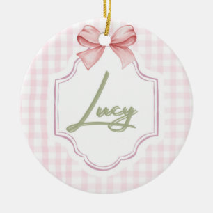 Adorno De Cerámica Lucy Baby Nursery personalizada Bow&Gingham