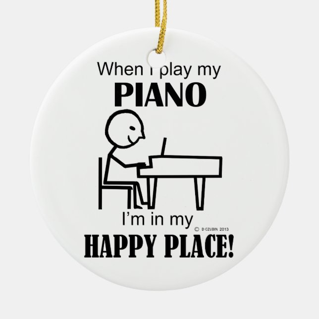 Adorno De Cerámica Lugar feliz de piano (Frente)