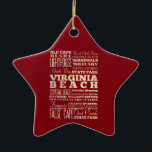 Adorno De Cerámica Lugares famosos de Virginia Beach, Virginia<br><div class="desc">Atracciones hermosas del anuncio del diseño de la tipografía y lugares famosos de Virginia Beach,  Virginia. ¡Gran memoria y recuerdo!</div>