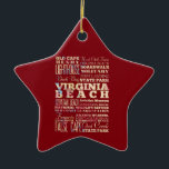 Adorno De Cerámica Lugares famosos de Virginia Beach, Virginia<br><div class="desc">Atracciones hermosas del anuncio del diseño de la tipografía y lugares famosos de Virginia Beach,  Virginia. ¡Gran memoria y recuerdo!</div>