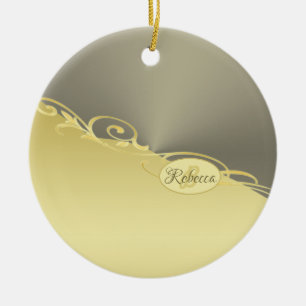 Adorno De Cerámica Lujo decorativo en oro sobre oro y plata, Monogram