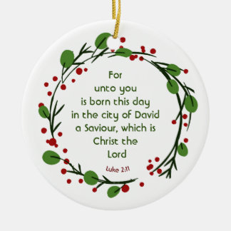 Adorno De Cerámica Luke 2:11 Christian Christmas Scripture Wreath