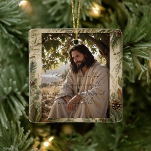 Adorno De Cerámica Luke 2:14 Jesús Bajo el Árbol de Higo Cristiano