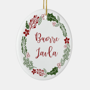 Adorno De Cerámica Lule Sámi Merry Christmas Wreath, Buorre Javla