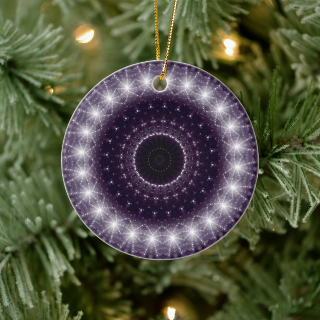 Adorno De Cerámica Luminosa encaje redondo negro y blanco (Árbol)